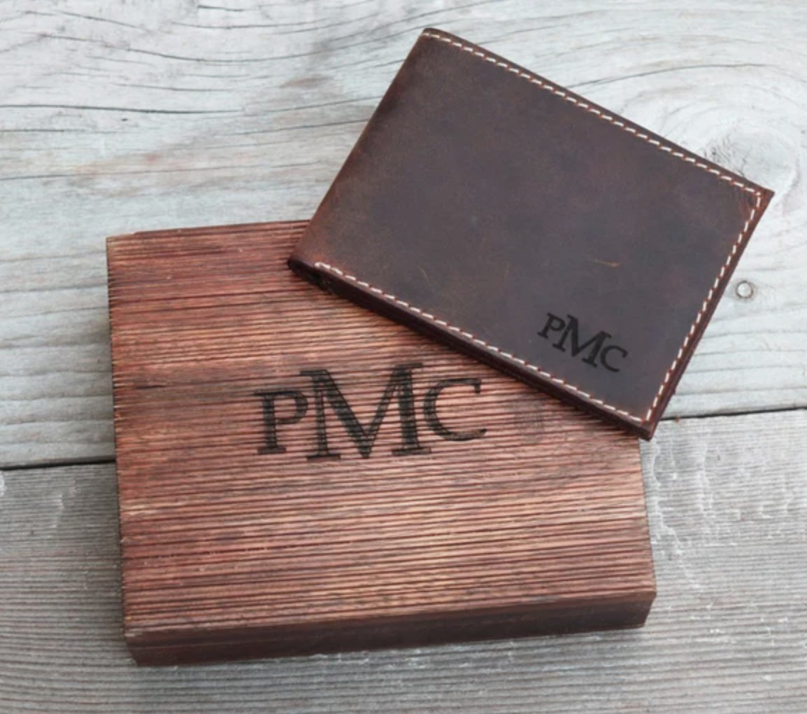 Etched Leather Wallet - Wallets - GroomsDay