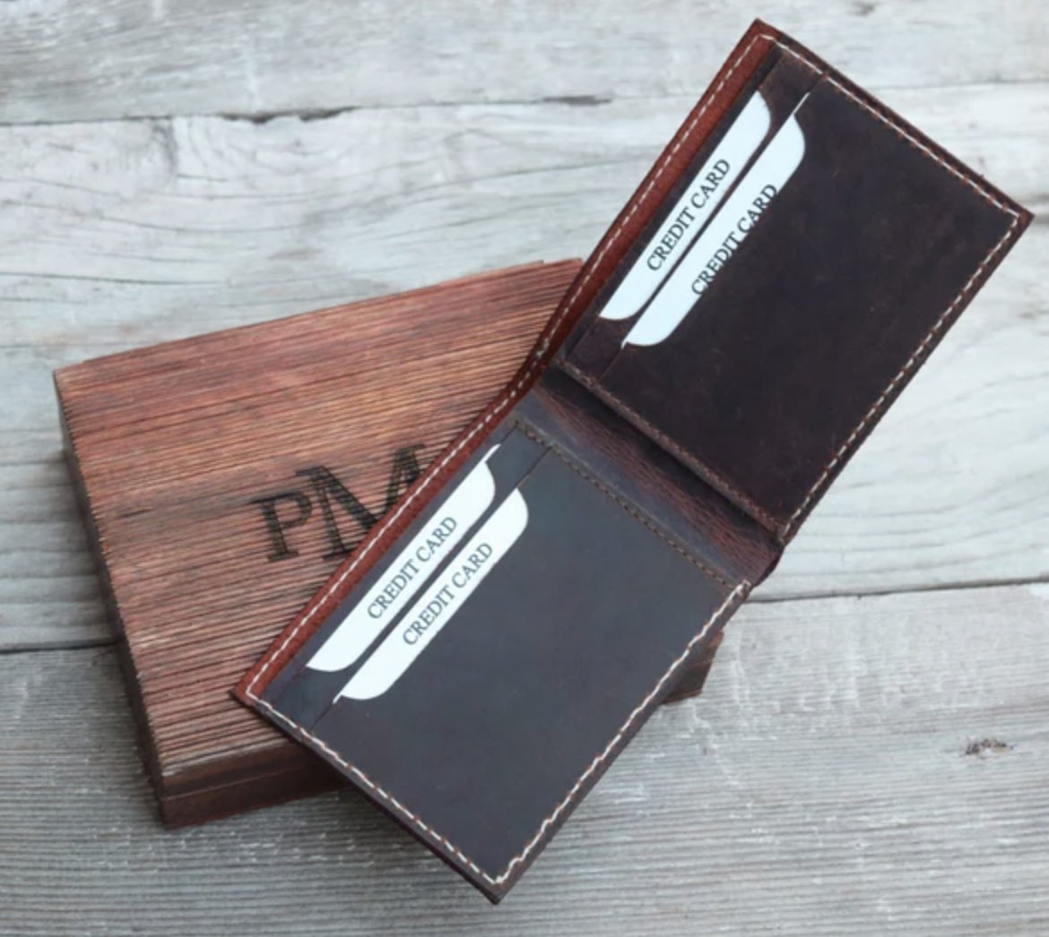 Etched Leather Wallet - Wallets - GroomsDay