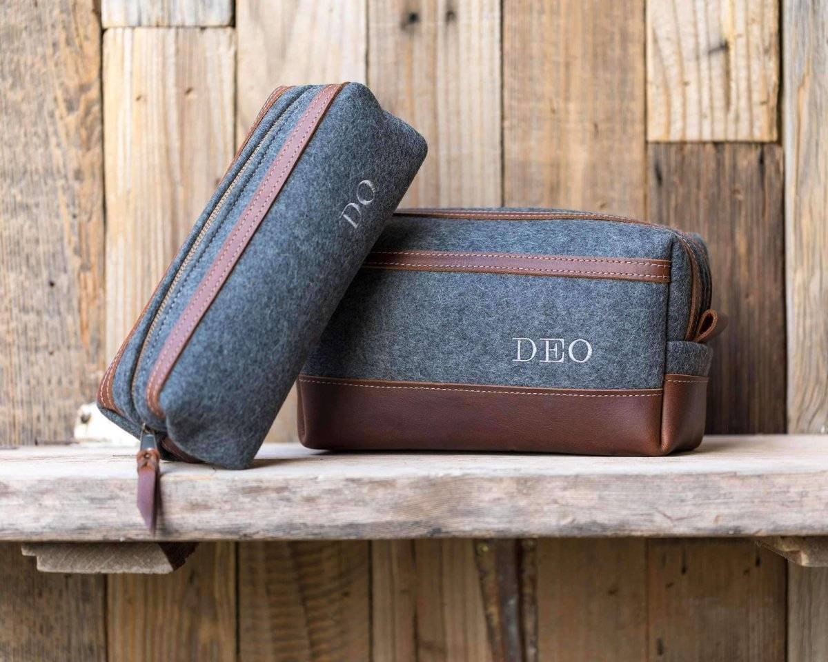 Felt & Leather Dopp Kit - Dopp Kit - GroomsDay