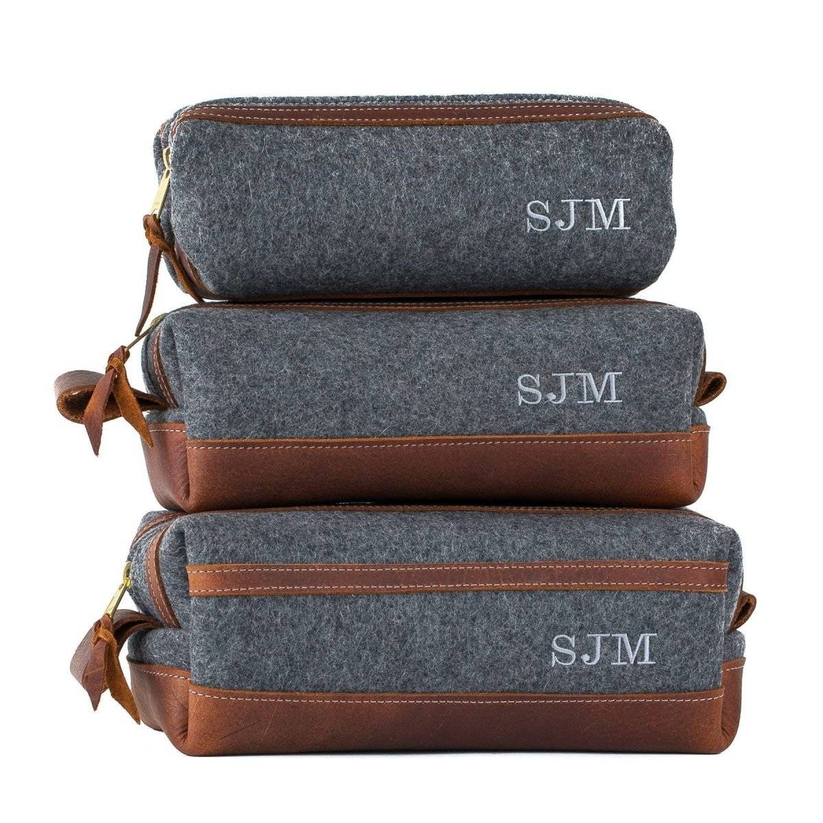 Felt & Leather Dopp Kit - Dopp Kit - GroomsDay
