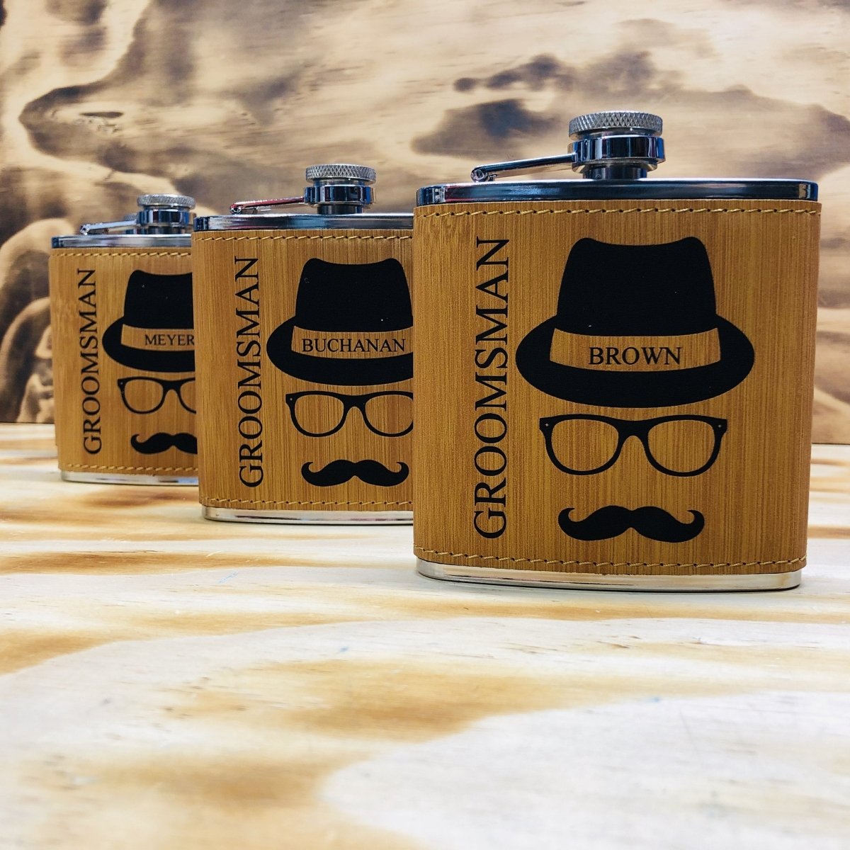 Hipster Flask - Groovy Laser - GroomsDay