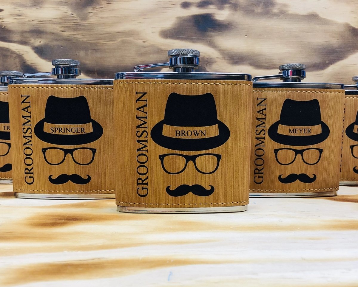 Hipster Flask - Groovy Laser - GroomsDay