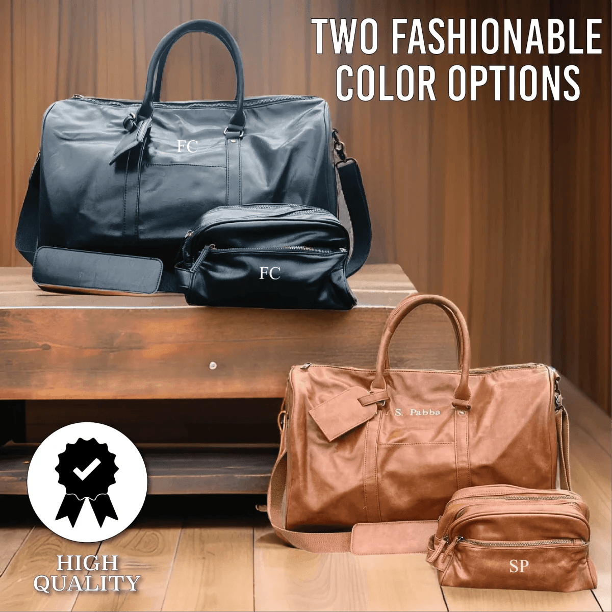Sentimental Personalized Vegan Leather Travel Set - Travel Gifts - GroomsDay