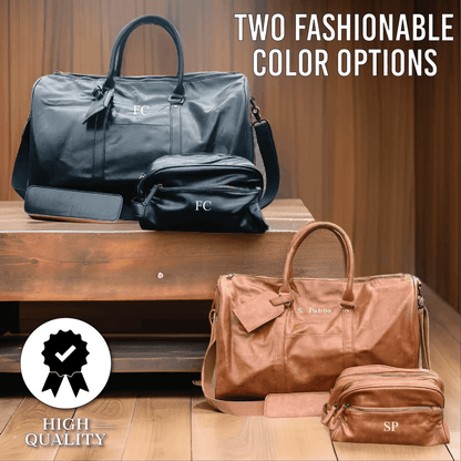 Sentimental Personalized Vegan Leather Travel Set - Travel Gifts - GroomsDay