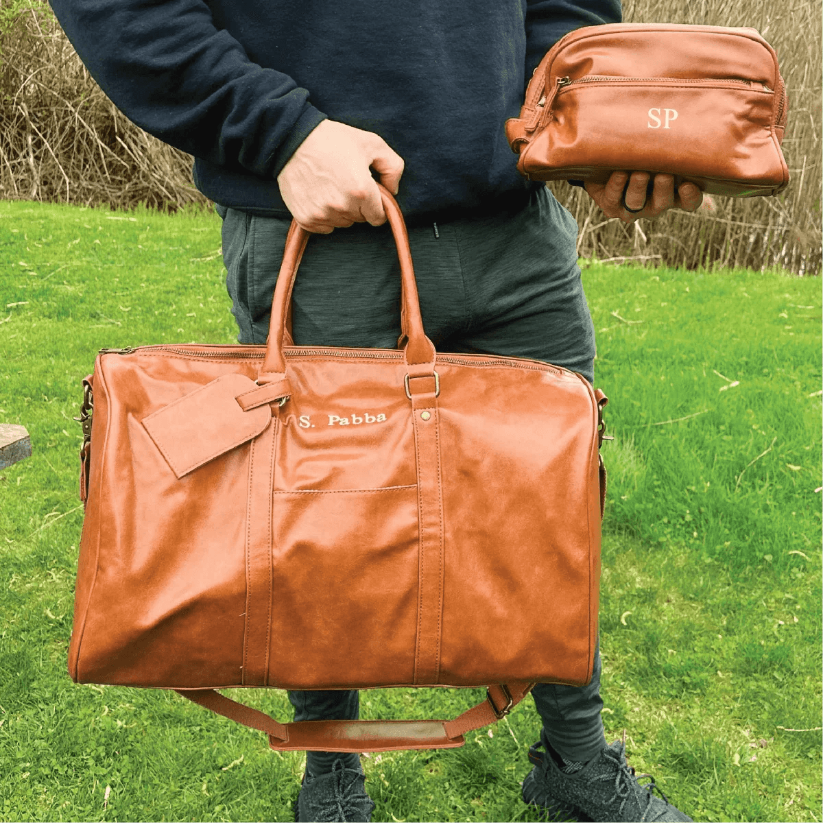 Sentimental Personalized Vegan Leather Travel Set - Travel Gifts - GroomsDay