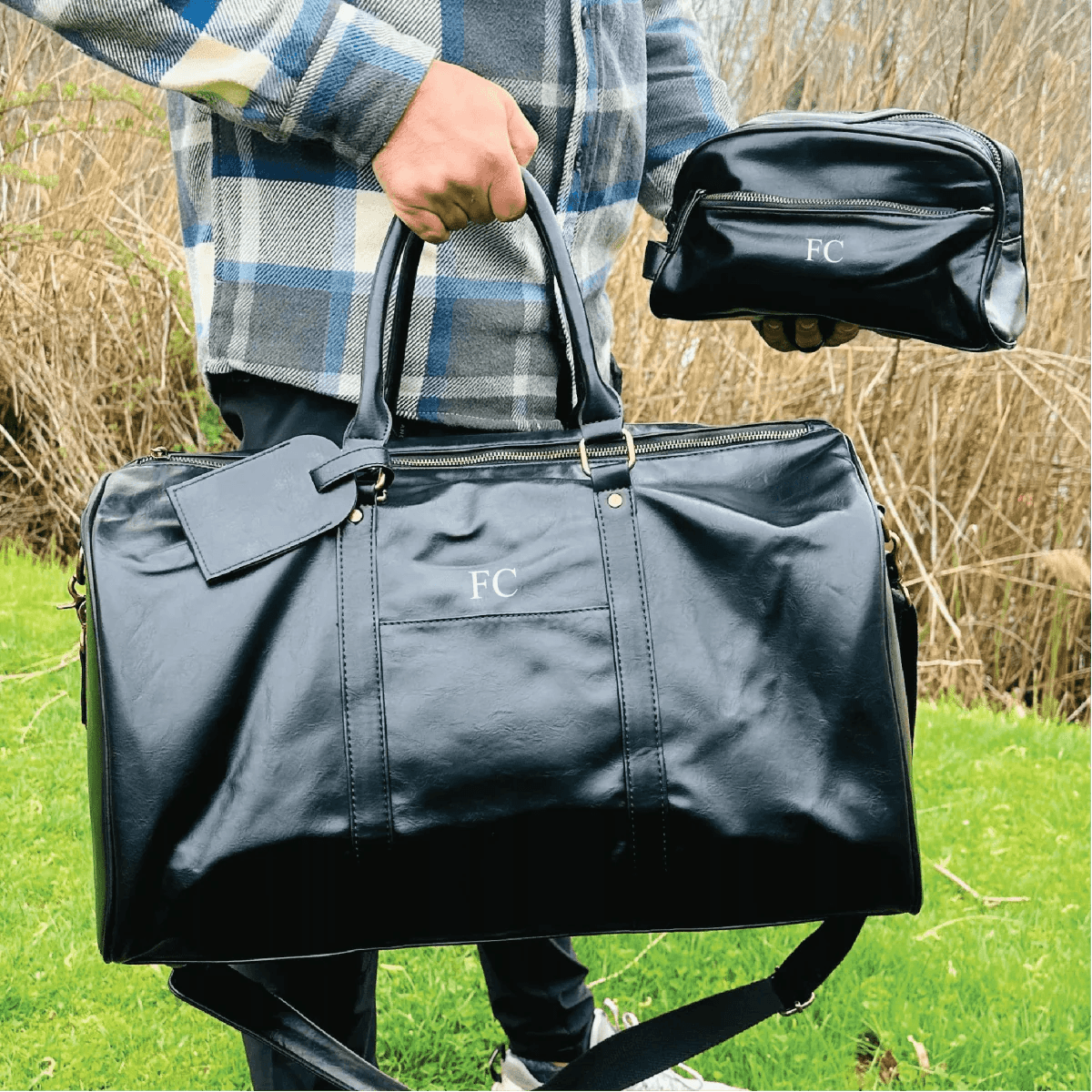 Sentimental Personalized Vegan Leather Travel Set - Travel Gifts - GroomsDay