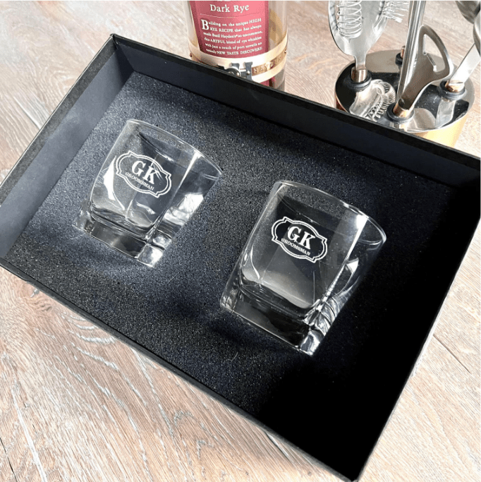 Personalized Whiskey Glass Box Set - Groomsmen Gifts - GroomsDay