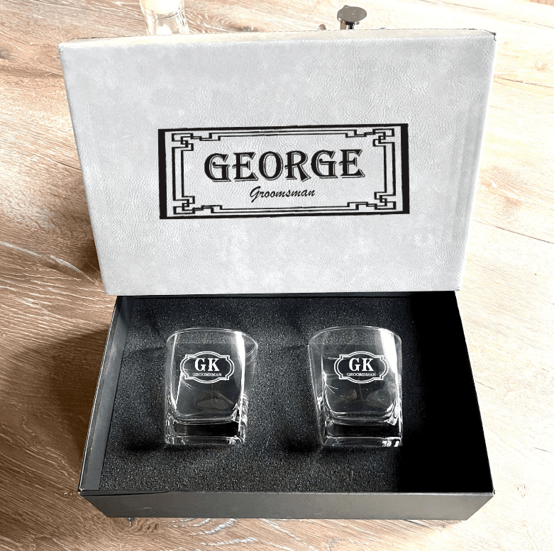 Personalized Whiskey Glass Box Set - Groomsmen Gifts - GroomsDay