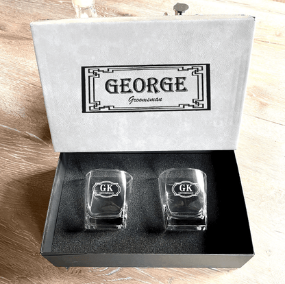 Personalized Whiskey Glass Box Set - Groomsmen Gifts - GroomsDay