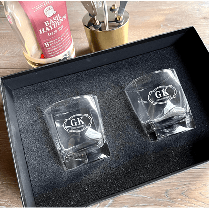 Unique Personalized Personalized Whiskey Glass Box Set Customized Groomsmen Gifts Gifts for Men by Groovy Guy