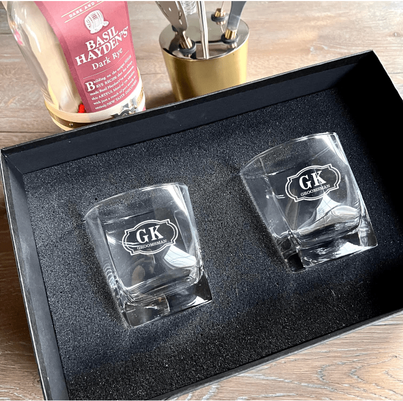 Personalized Whiskey Glass Box Set - Groomsmen Gifts - GroomsDay