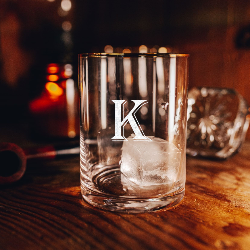 Engraved Gold Rimmed Whiskey Glasses