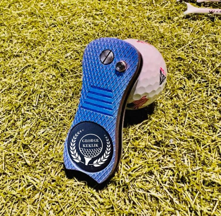 Design with Name For Blue Switchblade Divot Tool