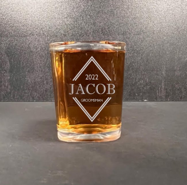 Custom Engraved Groomsman Shot Glass Groovy Laser