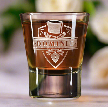 Shot Glasses Personalized Name Top Hat bowtie