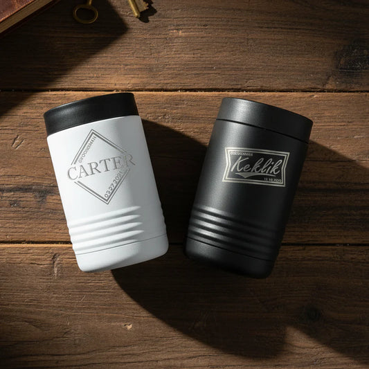 custom koozie and can cooler for groomsmen