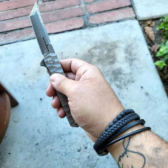 Sharp Damascus Steel Tanto Blade - Knives - GroomsDay