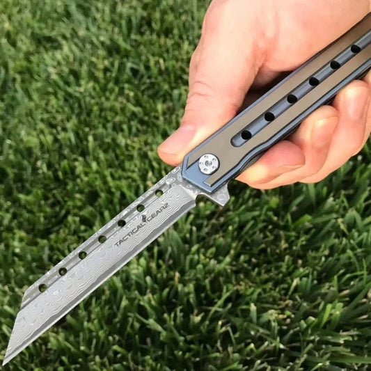 Damascus Steel Pocket Knife - Knives - GroomsDay