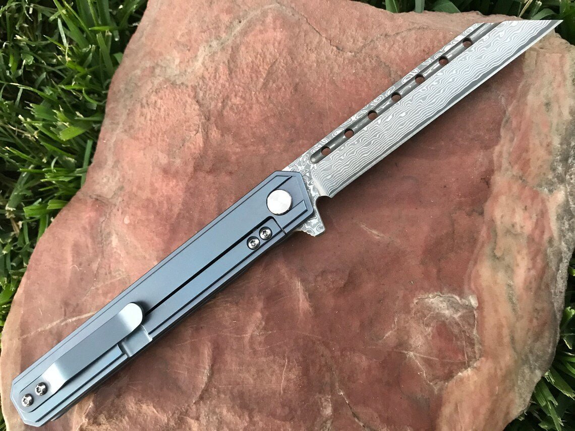 Damascus Steel Pocket Knife - Knives - GroomsDay