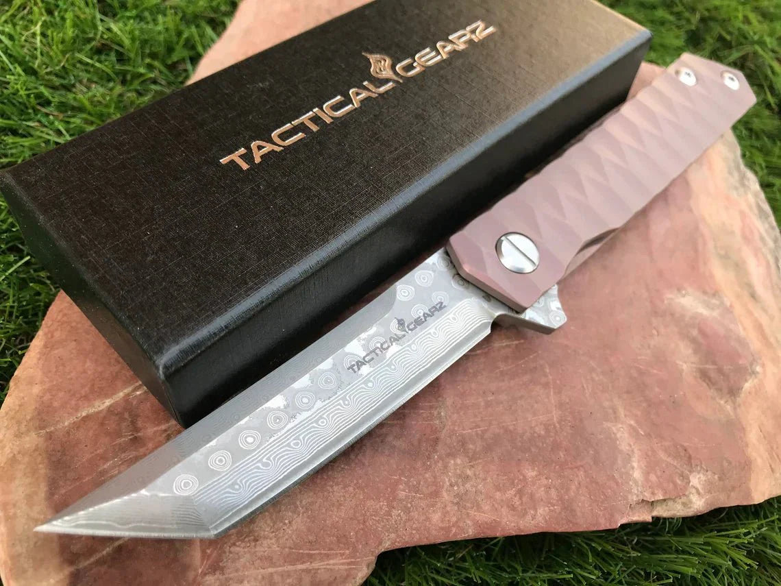 Sharp Damascus Steel Tanto Blade - Knives - GroomsDay