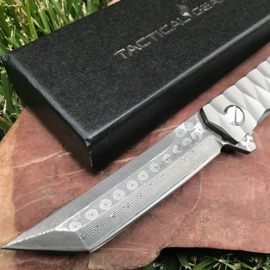 Sharp Damascus Steel Tanto Blade - Knives - GroomsDay