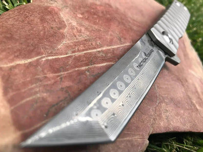 Sharp Damascus Steel Tanto Blade - Knives - GroomsDay