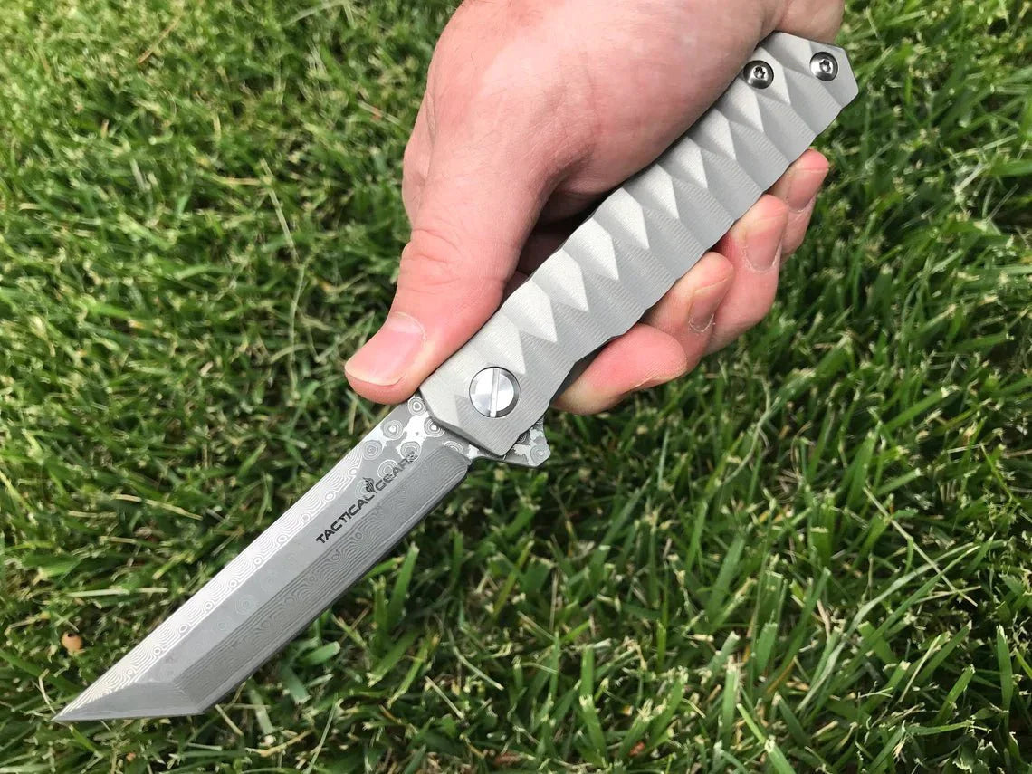 Sharp Damascus Steel Tanto Blade - Knives - GroomsDay