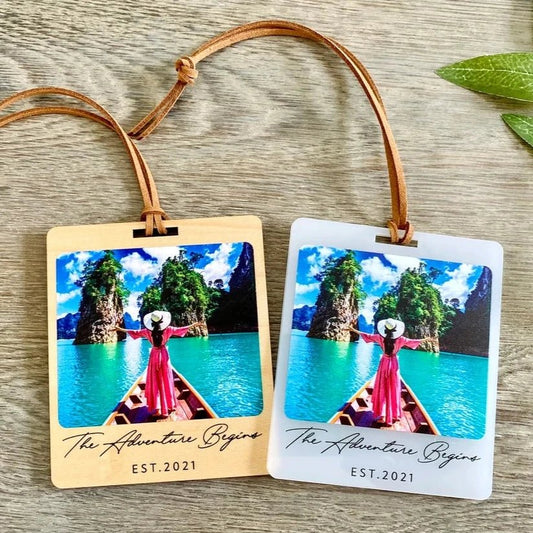 Unique Personalized Photo Luggage Tags Customized Travel Gifts Gifts for Men by Groovy Guy
