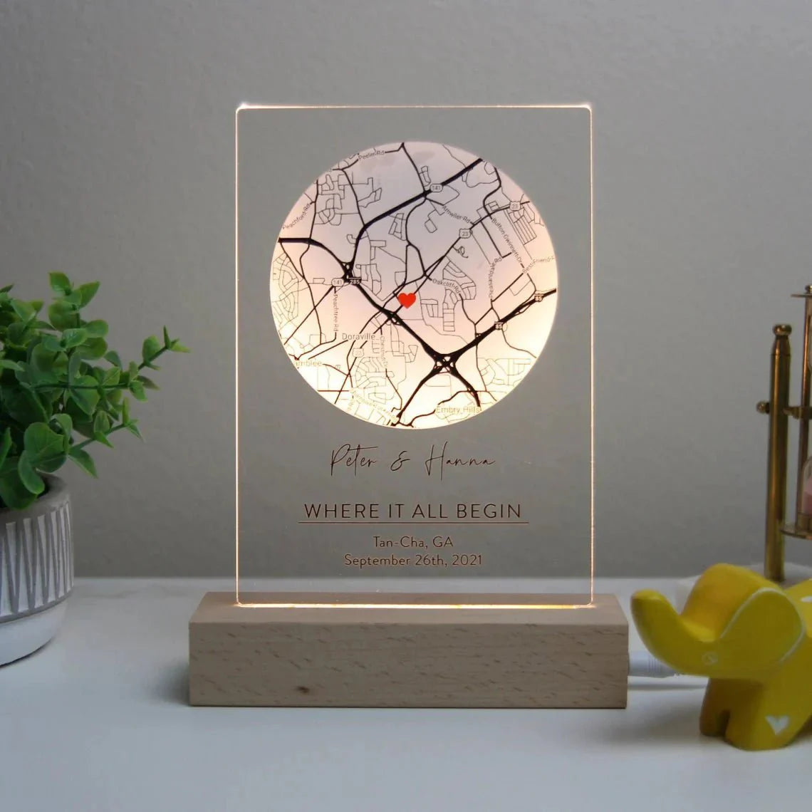 Where We Met Engraved Map - Anniversary - GroomsDay