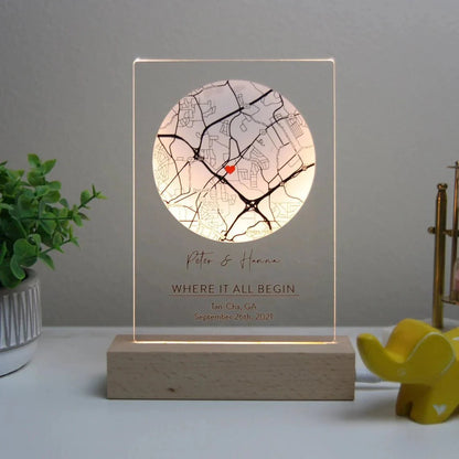 Where We Met Engraved Map - Anniversary - GroomsDay