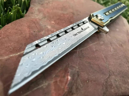 Titanium EDC Damascus Knife - Knives - GroomsDay