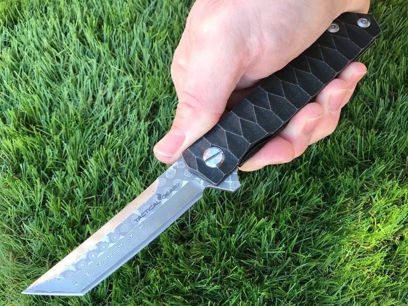 EDC Knife Damascus Blade - Knives - GroomsDay