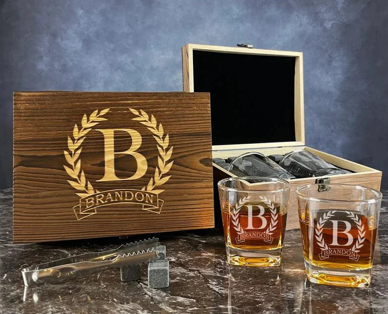 Whiskey Stone Gift Set - Whiskey Glass Set - GroomsDay