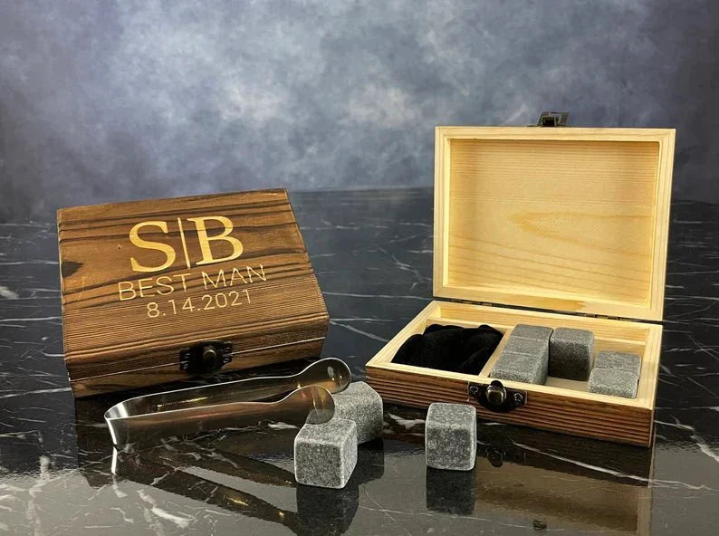 Whiskey Stone Gift Set - Whiskey Glass Set - GroomsDay