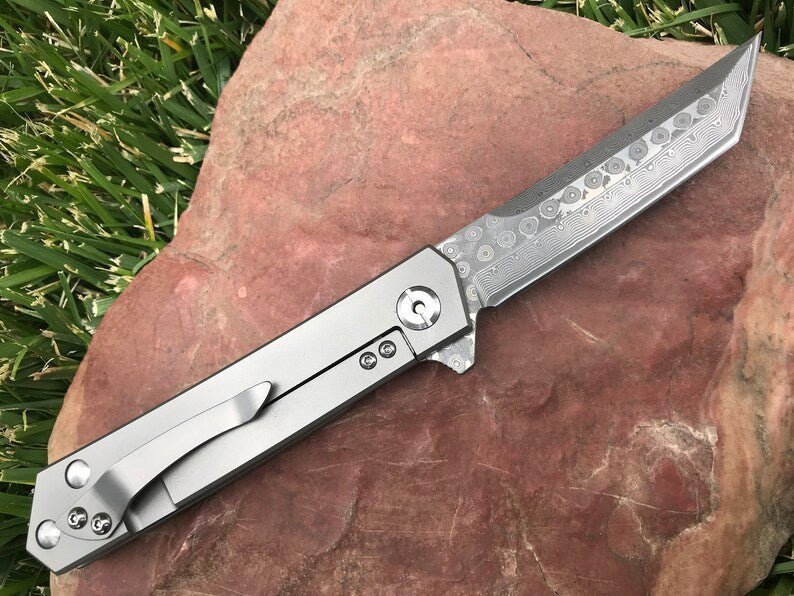 Sharp Damascus Steel Tanto Blade - Knives - GroomsDay