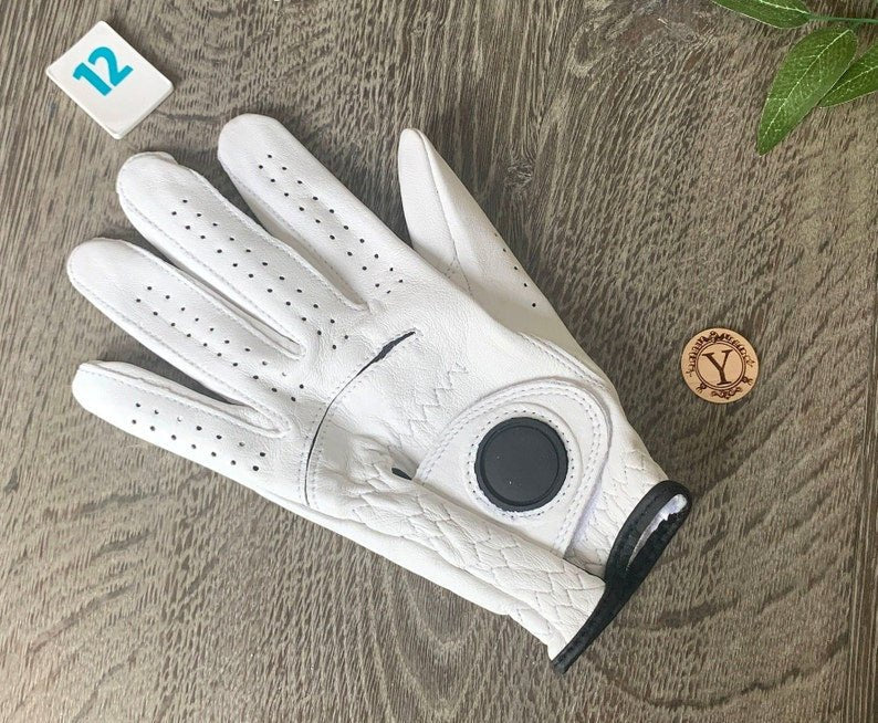 Custom golf glove with personalized text and premium material options