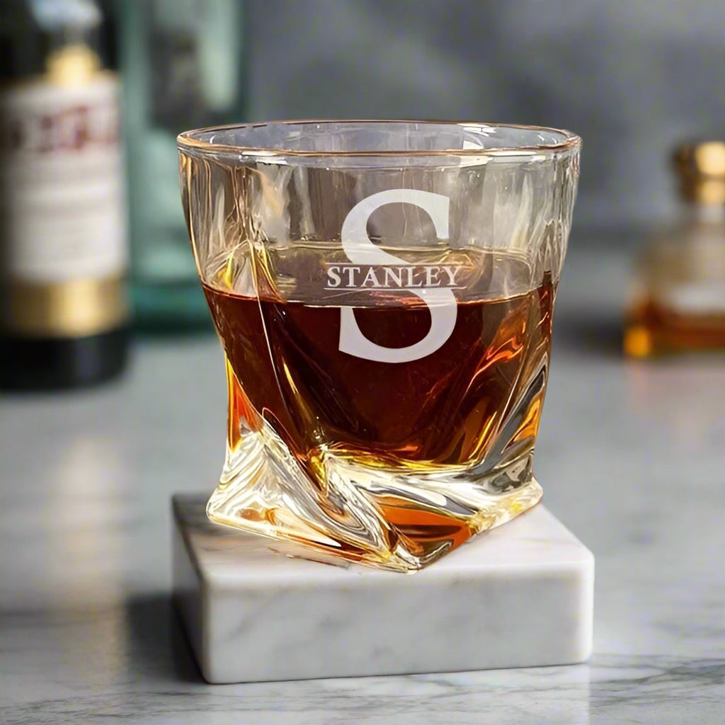 Glass twisted Personalized Name whiskey Initial