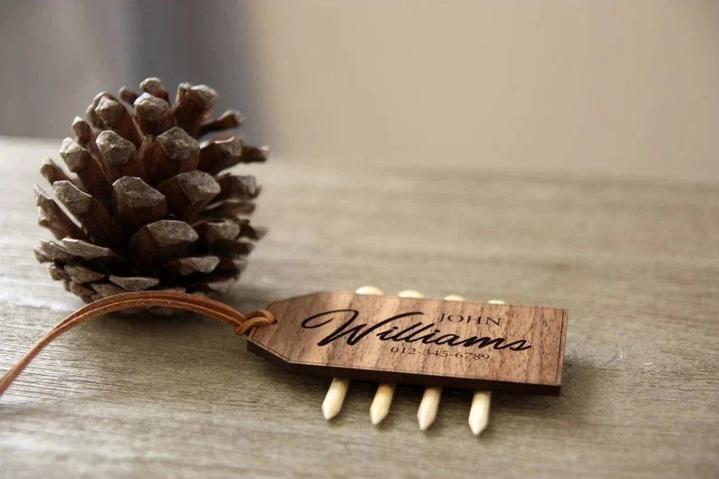 Elegant Personalized Golf Bag Tag with Tee Holder - Golf - GroomsDay
