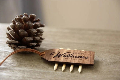 Elegant Personalized Golf Bag Tag with Tee Holder - Golf - GroomsDay