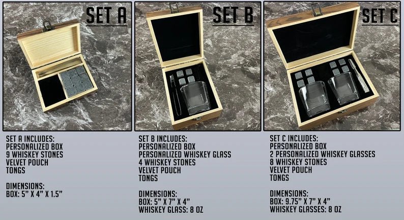 Whiskey Stone Gift Set - Whiskey Glass Set - GroomsDay