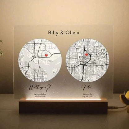 Romantic Map: "First Date to I Do" Plaque - Anniversary - GroomsDay