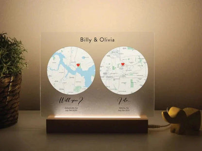 Romantic Map: "First Date to I Do" Plaque - Anniversary - GroomsDay