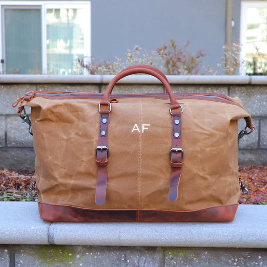 Personalized Waxed Canvas Weekender Bag - Duffle Bag - GroomsDay