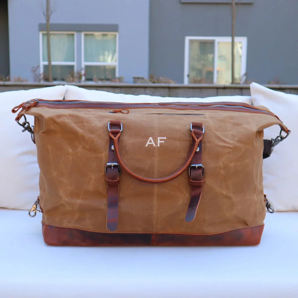 Personalized Waxed Canvas Weekender Bag - Duffle Bag - GroomsDay