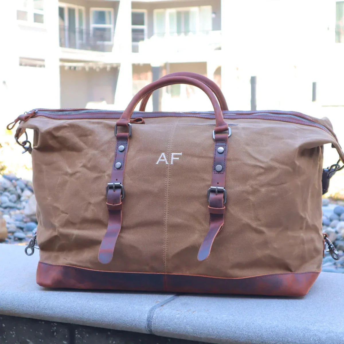 Personalized Waxed Canvas Weekender Bag - Duffle Bag - GroomsDay