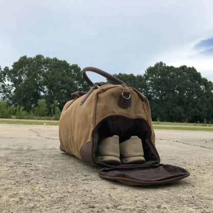 Personalized Leather Duffel Bag with Shoe Compartment - Duffle Bag - GroomsDay