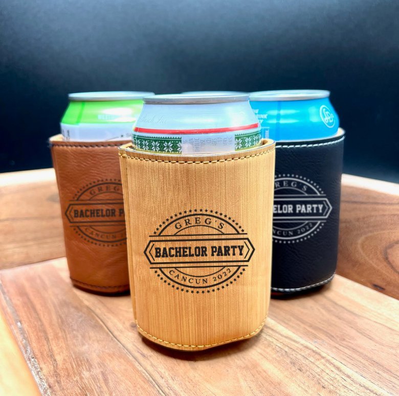 Custom Bachelor Party Can Cooler - Personalized Koozie - GroomsDay