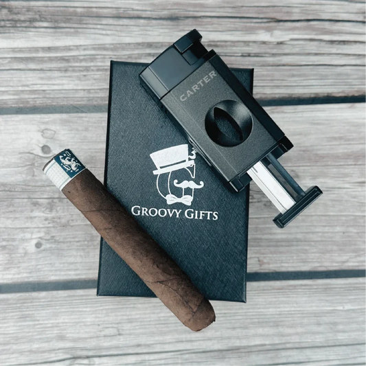 Elegant Personalized V-Cut Lighter: Dual Flame Precision