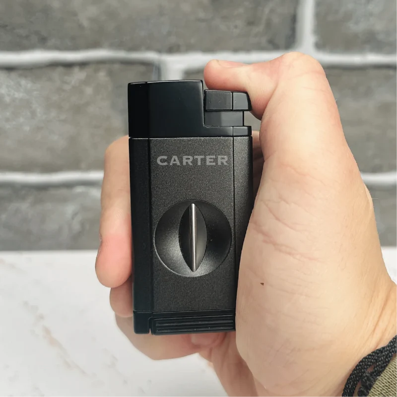 Elegant Personalized V-Cut Lighter: Dual Flame Precision