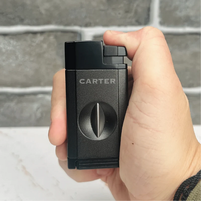 Elegant Personalized V-Cut Lighter: Dual Flame Precision